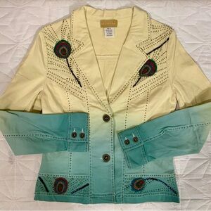 Saivana Embroidered Yellow and Green Blazer